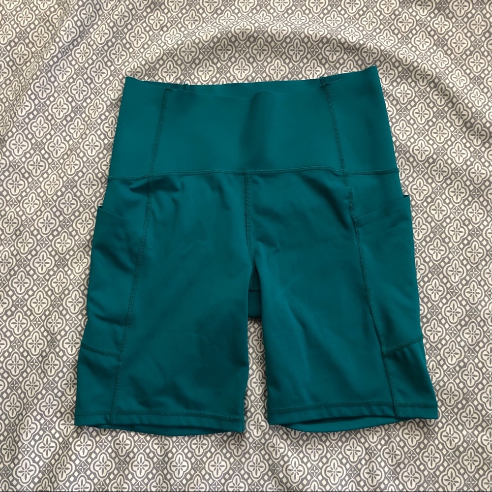 Teal Compression Shorts with Pockets